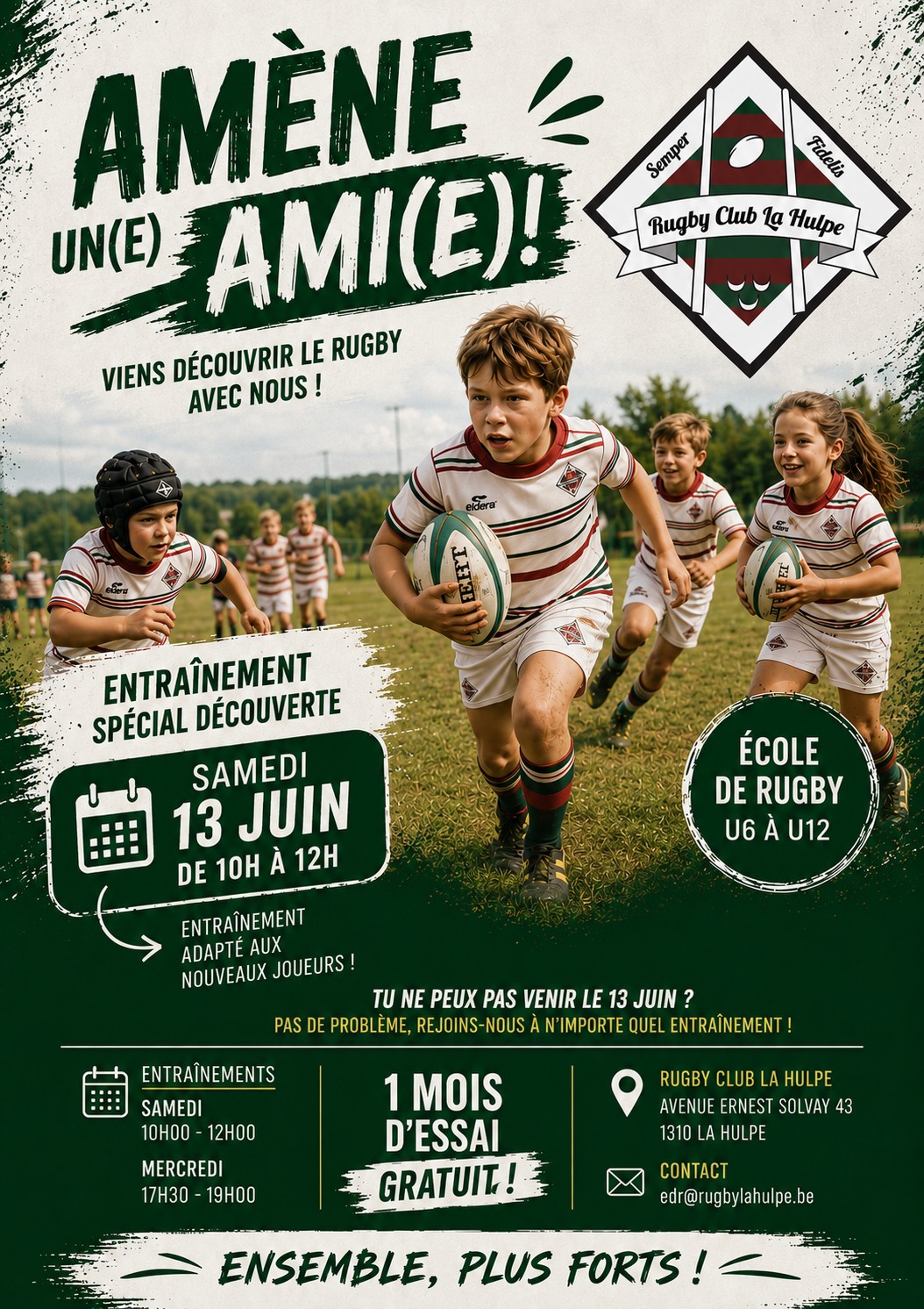 Viens essayer le rugby, ce samedi 13/06 de 10h à 12h